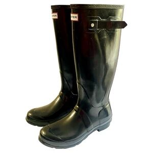 Hunter Black Original Gloss Tall Rain Boots Size 7